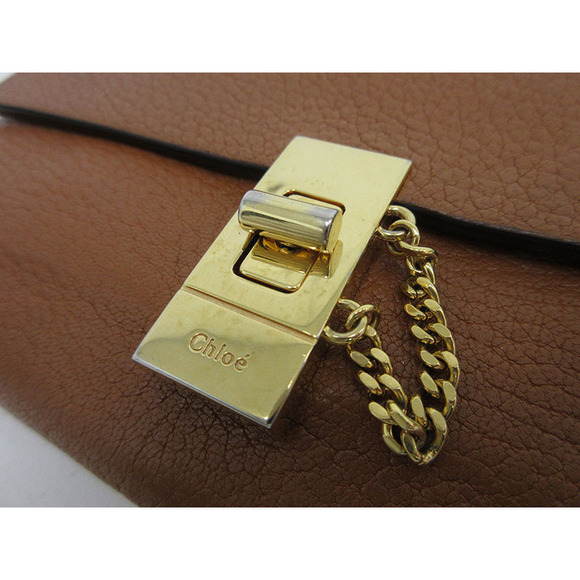 Chloe Drew Round Zip Long Wallet Brown Leather - Picture 6 of 12